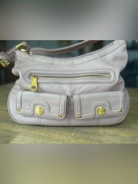 Stone Mountain Soft Blush Leather Shoulder Bag with Gold Hardware